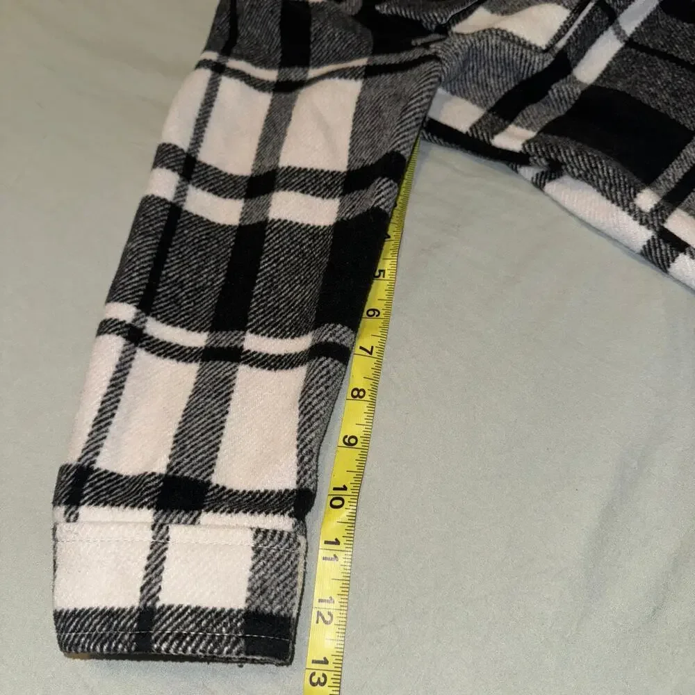 Old‎ Navy Plaid Textured Shacket for Girls Size Large (10/12) Black & White